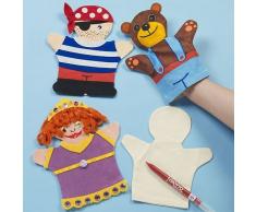 Baker Ross Lot de 6 Marionnettes en Tissu à colorier - Idéal pour la création de Spectacle