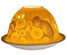 Him Dome Light Chats de Maison photophore, céramique, Blanc, 11 x 11 x 9 cm