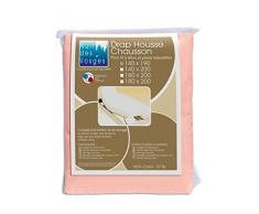 Nuit des Vosges 2103410 Cotoval Drap Housse TPR Uni Coton Rose 140 x 190 cm