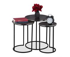 Relaxdays 10027625_111 Table dâappoint Jeu de 3, Gigogne Effet Antique, Structure en Fer, Aluminium 50,5x40,5 cm,Choix de la Couleur, Gris, 5 x 40,5 x 40,5 cm