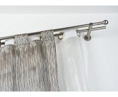 Double Tringle à rideaux: à 20 mm sans anneaux, L. 240 cm. avec tappo chic en acier satiné - complet