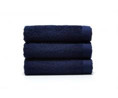 Home Basic - Lot de 3 Serviettes Eponge, 33x50 cm Serviette invité, 50x100 cm, Drap de Bain 70x140 cm, Couleur Bleu Marine