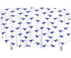 Soleil docre Nappe Anti-tâches Ronde 180 cm Colibri Bleu, Polyester, 180x180 cm