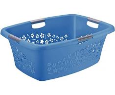 Rotho Flowers Panier à Linge, Polypropylène, Bleu, 50 l