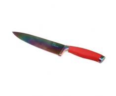 Couteau Chef RevÃªtement Titane/Manche INOX Arc en Ciel/Rouge 15 cm