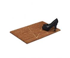 Relaxdays Paillasson en fibres de coco Ãtoile PVC, Marron, 60 x 40 cm