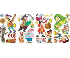 Thedecofactory RMK1778SCS Disney Jake ET Les Pirates du Pays Imaginaire ROOMMATES REPOSITIONNABLES (32 Stickers), Vinyle, Multicolore, 104 x 26 x 2,5 cm