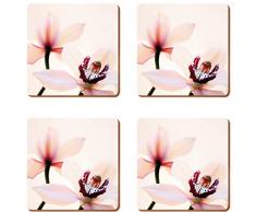 Creative Tops Lot de 4 Sets de Table carrés avec Dos en liège Motif orchidée Multicolore