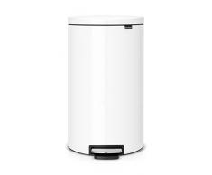 Brabantia 485206 Poubelle pédale Flatback avec seau en plastique, 30 L - Blanc