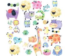 RoomMates Stickers muraux repositionnables Enfant Animaux de la ferme et de la jungle
