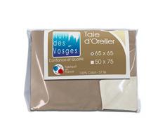 Nuit des Vosges 238182 Cotoval Taie dOreiller Réversible Coton Naturel/Cannelle 65 x 65 cm