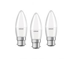 OSRAM LED BASE CLASSIC B / Lampe avec un culot Ã baÃ¯onnette: B22d, 5 W Ã©quivalent 40 W remplacement, dÃ©polie, 2700 K, pack de 3