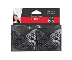 douceur dintérieur 2 embrasses pince 6.8x8.5cm metal patine papilio noir/argent