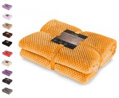 DecoKing Couette en Microfibre Couverture Polaire Plaid Couvre-lit Polaire Doux de Style scandinave Henry, Microfibre Orange 150x200 cm