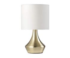ONLI - lampe Ã chevet dorÃ©e en mÃ©tal satinÃ© et abat-jour en tissu blanc