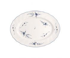 Villeroy & Boch Vieux Luxembourg Plat ovale, 43 cm, Porcelaine Premium, Blanc/Bleu
