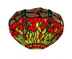 World Art TW60605 Lampes Style Tiffany Applique libellule, 18x35,5x18 Cm