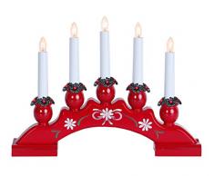 Star 200-85 Sanna-5 Chandelier 5 LumiÃ¨res Bois Rouge 25 x 34 cm