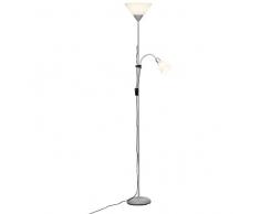 Brilliant AG G98811/05 Lampadaire LED avec Liseuse Métal/Plastique 10 W E27 Argent/Blanc