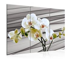 Tableau decoration murale Fleurs dorchidÃ©e 120 x 80 cm - XXL Impression sur Toile Salon Appartment 3 Parties - prÃªt Ã accrocher - 202031b