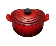Le Creuset, Cocotte en Fonte ÃmaillÃ©e en Forme de CÅur, Ã 18 cm, Compatible avec Toutes Sources de Chaleur (Induction Incluse), Cerise