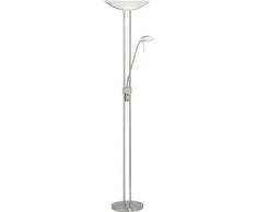 Eglo 85971 Lampe sur pied BAYA et liseuse en acier et verre satiné avec 1 ampoule HV R7S 300 W et 1 ampoule G9 40 W, variateurs dintensité individuels, Nickel mat hauteur 180 cm diamètre 44 cm socle ø 28 cm