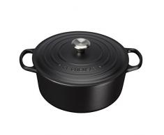 Le Creuset, Cocotte Signature en Fonte Ãmaillée avec Couvercle, à 26 cm, Ronde, Compatible avec Toutes Sources de Chaleur (Induction Incluse), Capacité : 5.3 L, 5.135 kg, Noir