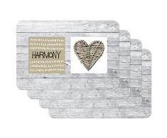 Venilia Set de table HARMONY, 45 x 30 cm, 4 pcs, antidérapant résiste à la chaleur et fait, Polypropylène, 59084