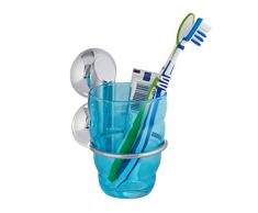 Relaxdays Gobelet porte brosse Ã dents sans perÃ§age KNUTSCHI salle de bain HxlxP 10,5 x 8 x 10,5 cm, argentÃ©