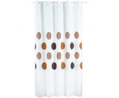 MSV 140782 Rideau de Douche Polyester + Plastique Polypropylène Cercle Blanc/Chocolat 180 x 200 x 0,1 cm - 12 anneaux inclus