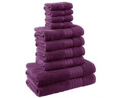 Dreamscene de Souple de 10Â piÃ¨ces Serviette de Bain Bale Ensemble Cadeau 100% Coton Ã©gyptien, Violet