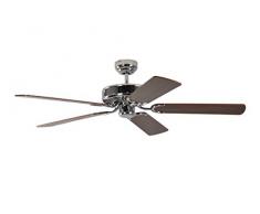 Ventilateur de plafond Potkuri de Pepeo sans éclairage, en acier, pâles réversibles noyer / osier, 132 cm