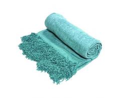 Thedecofactory 127172 Plaid, Viscose, Turquoise, 125 x 150 x 3 cm