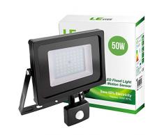 Lighting EVER 3400057-DW-EU Projecteur LED avec DÃ©tecteur de Mouvement, 50W 4000lm, IP65 Etanche, [Classe Ã©nergÃ©tique A+] - Blanc