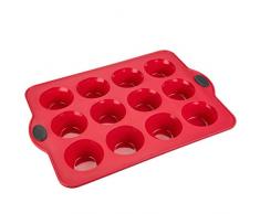 Levivo 331800000012 Moule Ã pÃ¢tisserie en silicone pour 6 muffins, 36 x 25 cm, rouge, Autre