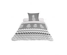 Soleil docre Ananas, Parure, Housse de Couette, Polyester, Gris, 140 x 200 cm