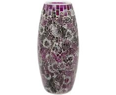 Maturi Vase en mosaïque en Verre craquelé, Violet, 30 cm