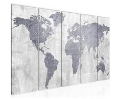 Tableau decoration murale Carte du monde 150 x 60 cm - XXL Impression sur Toile Salon Appartment 5 Parties - prêt à accrocher - 104356c