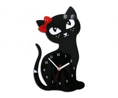 Modern Clock Cat Horloge Murale, Acrylique, 33Â x 19,5Â cm, RÃ©sine Acrylique, Noir, 33 x 19.5 cm