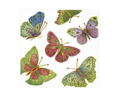 Caspari Lot de 20 Serviettes de Table en Papier Motif Papillons de Perle Ivoire
