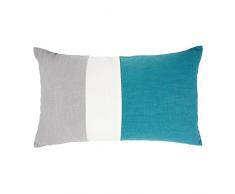 Ostaria Bayadere Coussin rectangulaire, algodón-poliéster, Bleu Turquoise, 50 x 12 x 30 cm