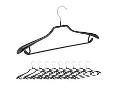 Relaxdays Cintres pour costumes revÃªtement antidÃ©rapant noir mÃ©tal lot de 10, noir,45 x 22,5 x 3 cm