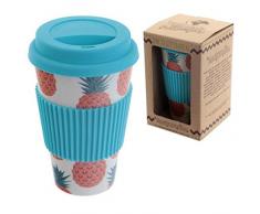 Puckator bambootique Tasse Isotherme avec Bouchon Ananas, Bambou, Beige