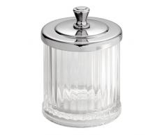 InterDesign Alston, Pot de coiffeuse de salle de bain pour boules de coton, cotons-tige, disques en coton - Transparent / Chrome