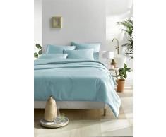 De Witte Lietaer Olivia Parure de lit qualité Satin Coton peigné, Turquoise/Sea Angel, 260x240 cm + 2 taies