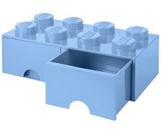 Tiroir en brique LEGO 8 boutons, 2 tiroirs, boîte de rangement empilable, 9.4 l