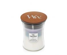 WoodWick Trilogy bougie parfumÃ©e moyenne en jarre avec mÃ¨che qui crÃ©pite, SÃ©jour au calme, Temps de combustion jusquÃ 60 heures
