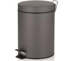 Kela 22949 Poubelle de Salle de Bain à Pédale 5 Litres, Métal Mat, Sten Gris Foncé