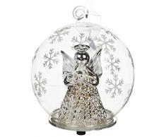 Out of the blue 939042 Ange Boule en Verre avec LED Blanc, Pile INCL, D: env. 10 cm, dans boîte PVC, Mehrfarbig, 10 x 10 cm