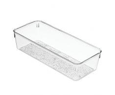 InterDesign Rain boite de rangement maquillage et autre, longue boite stockage en plastique, transparent